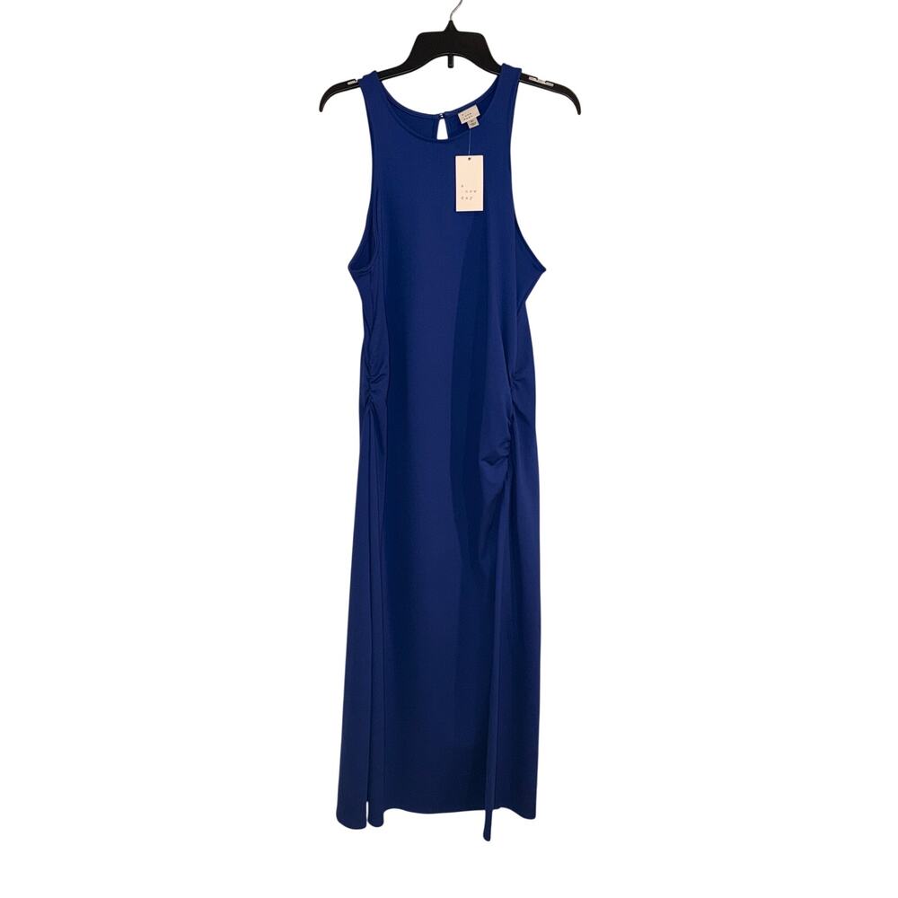 A New Day Women XL Blue Maxi Dress Sleeveless Side Slit NWT $35 Target